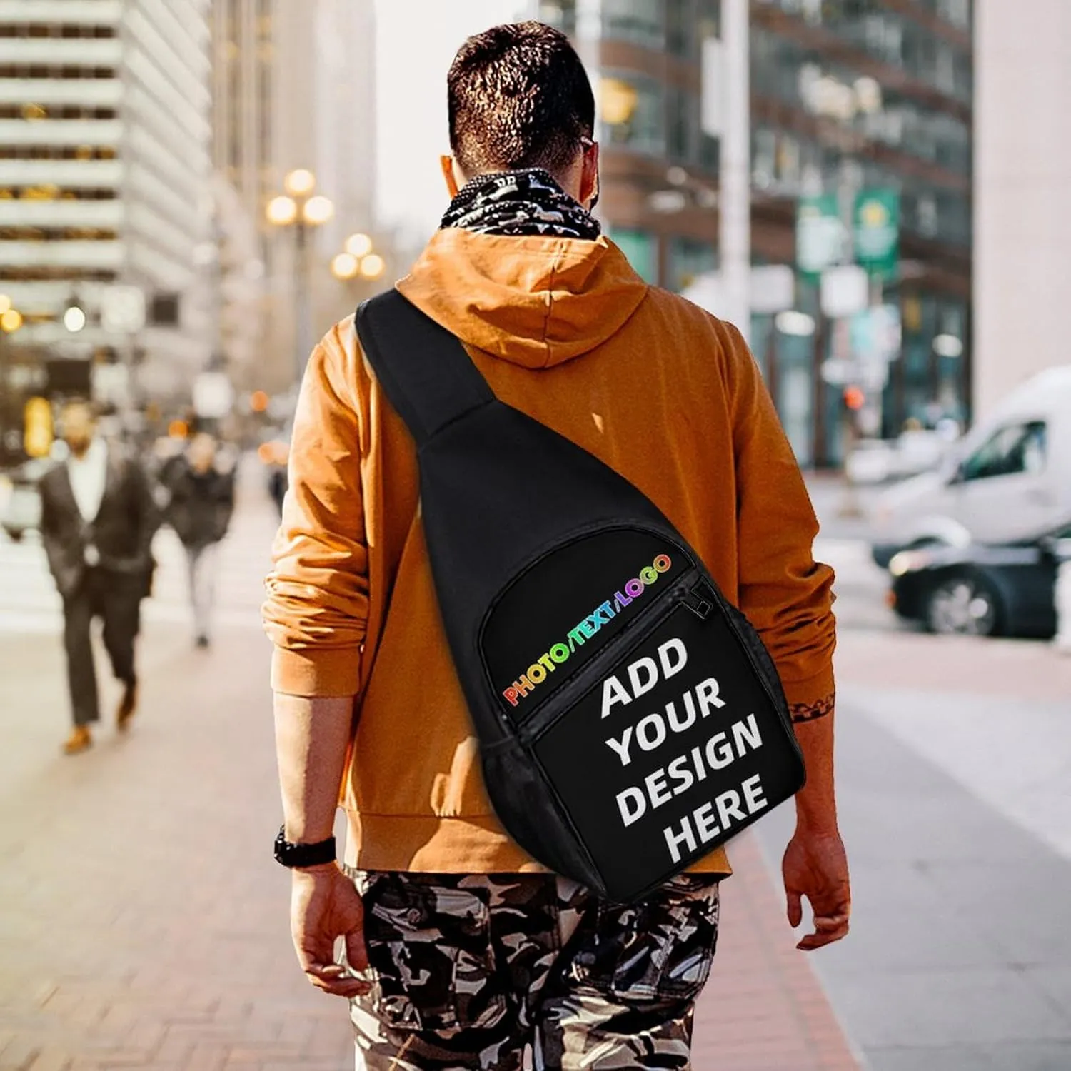 Custom Sling Bag with Photo/Text, Personalized Crossbody Bag Chest Bag Crossbody Bag for Running Travel Hiking