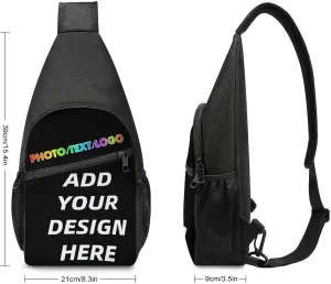 Custom Sling Bag with Photo/Text, Personalized Crossbody Bag Chest Bag Crossbody Bag for Running Travel Hiking