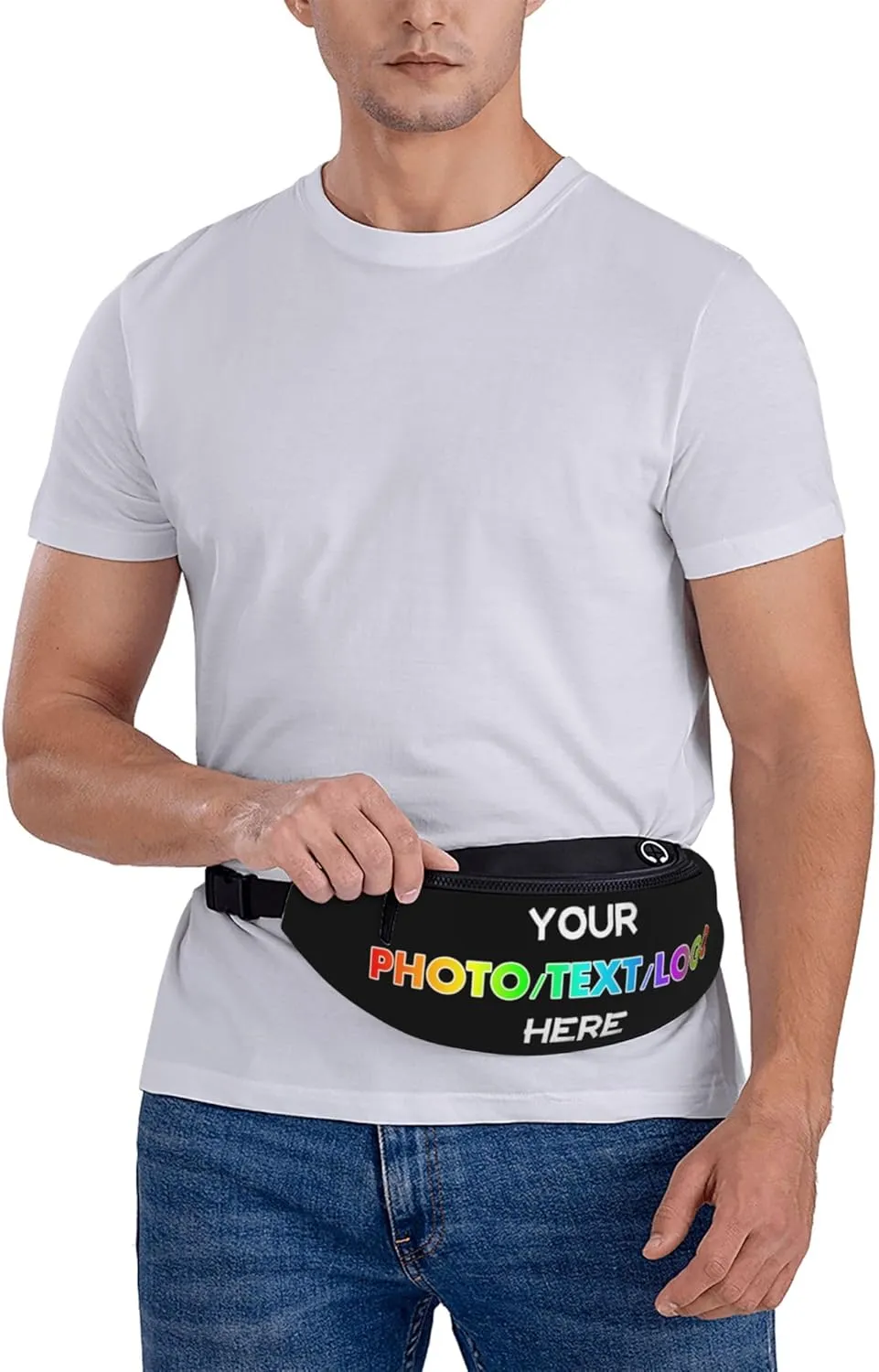 Custom Sling Bag with Photo/Text, Personalized Crossbody Bag Chest Bag Crossbody Bag for Running Travel Hiking