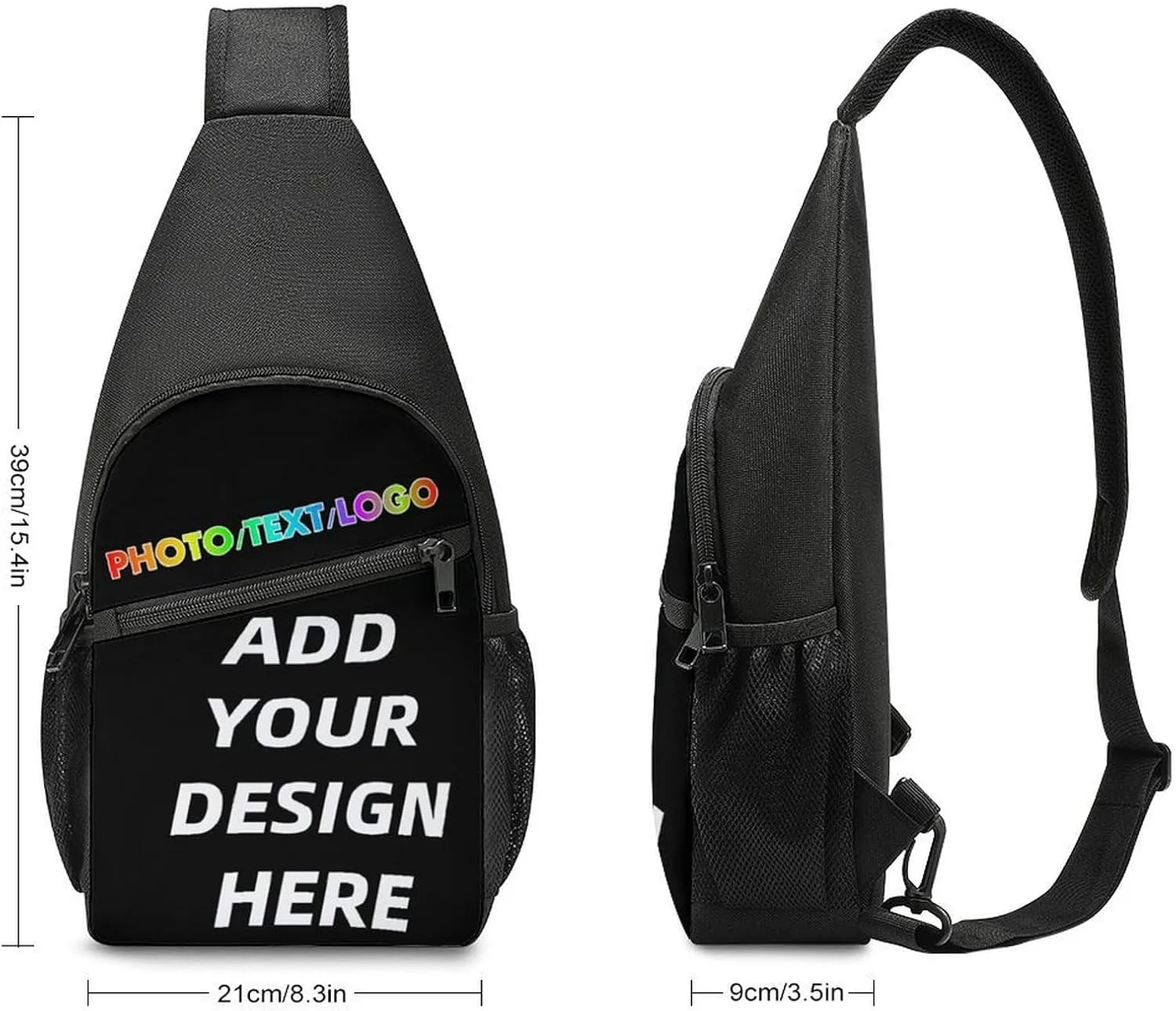 Custom Sling Bag with Photo/Text, Personalized Crossbody Bag Chest Bag Crossbody Bag for Running Travel Hiking