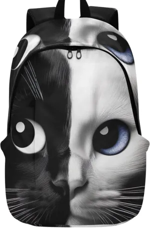 Cute Backpacks for Woman Casual Black and White Cat Face Fashion Gifts Teen College Bookbag