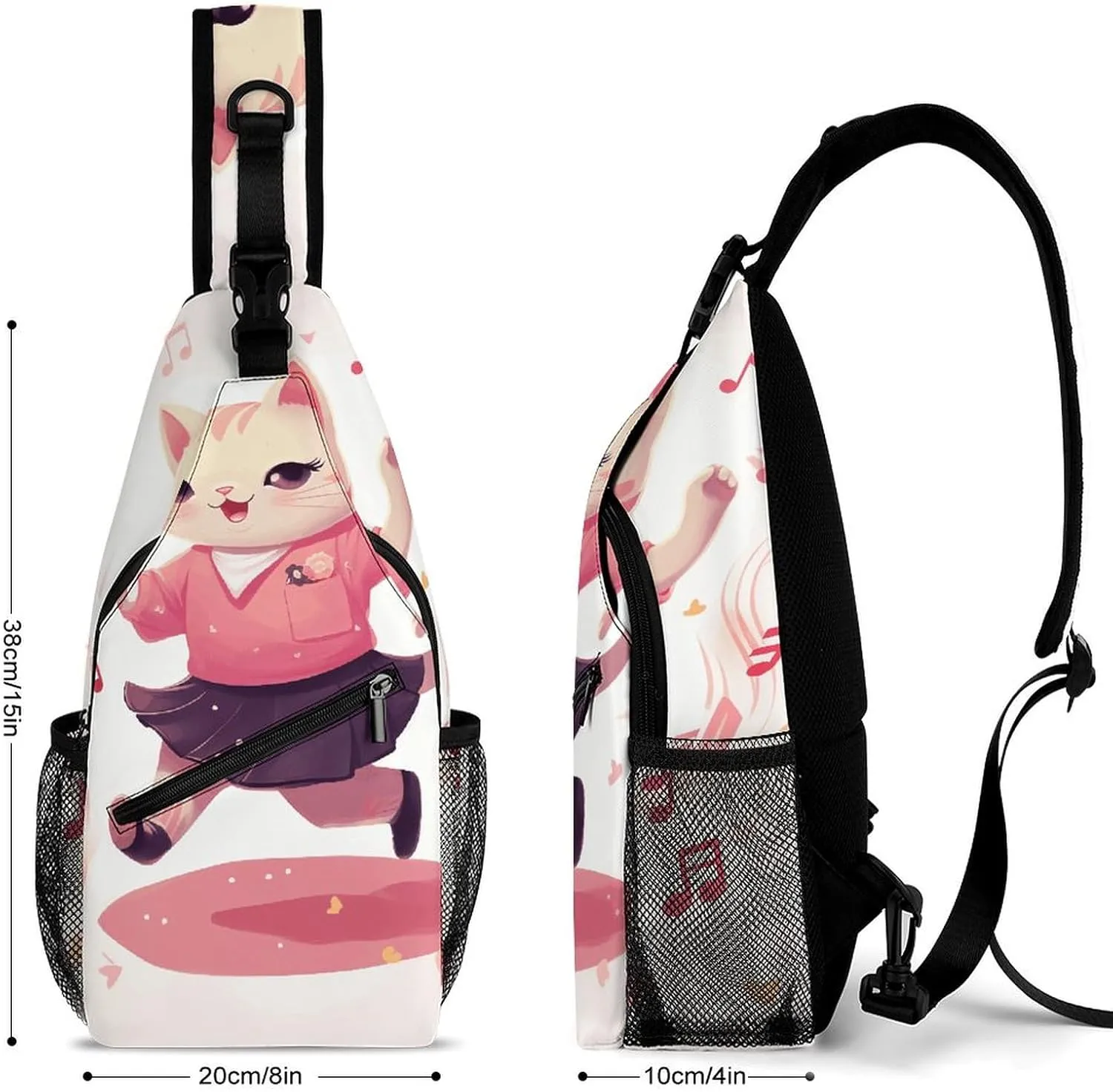 Cute Cartoon Rabbit Crossbody Small Sling Backpack Sling Bag for Women Men Travel Hiking Chest Bag Daypack
