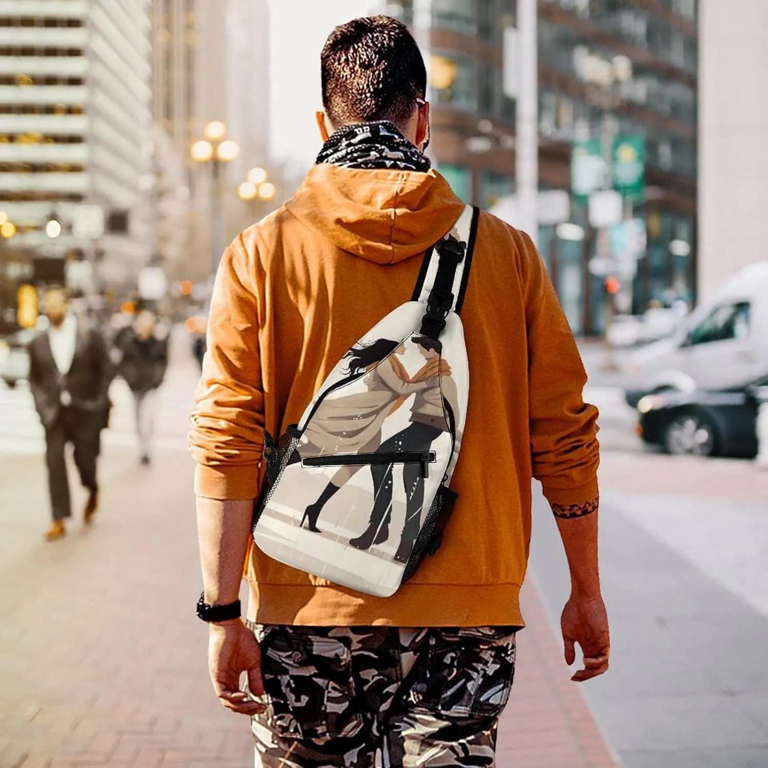 Cute Cartoon Rabbit Crossbody Small Sling Backpack Sling Bag for Women Men Travel Hiking Chest Bag Daypack