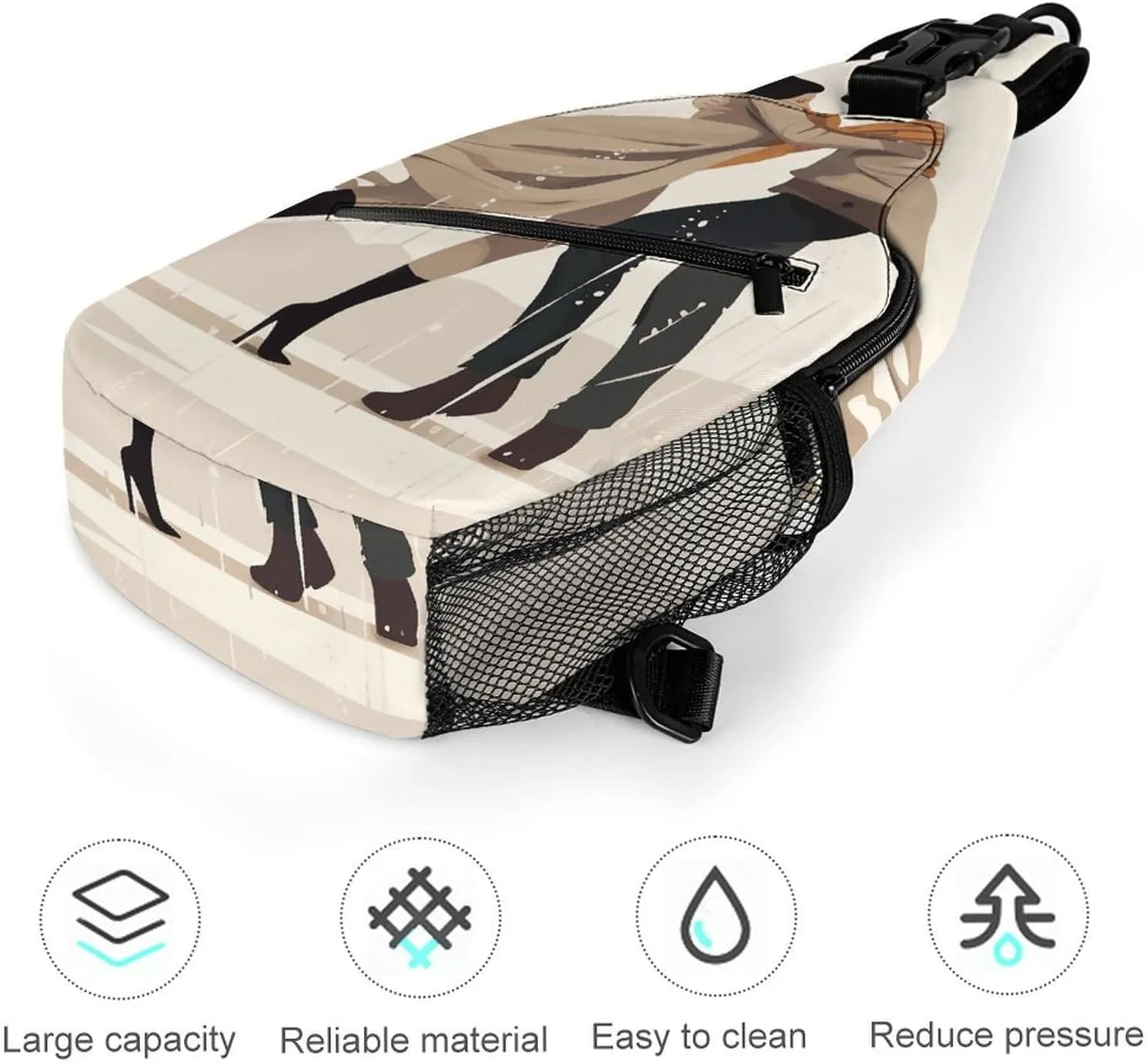 Cute Cartoon Rabbit Crossbody Small Sling Backpack Sling Bag for Women Men Travel Hiking Chest Bag Daypack