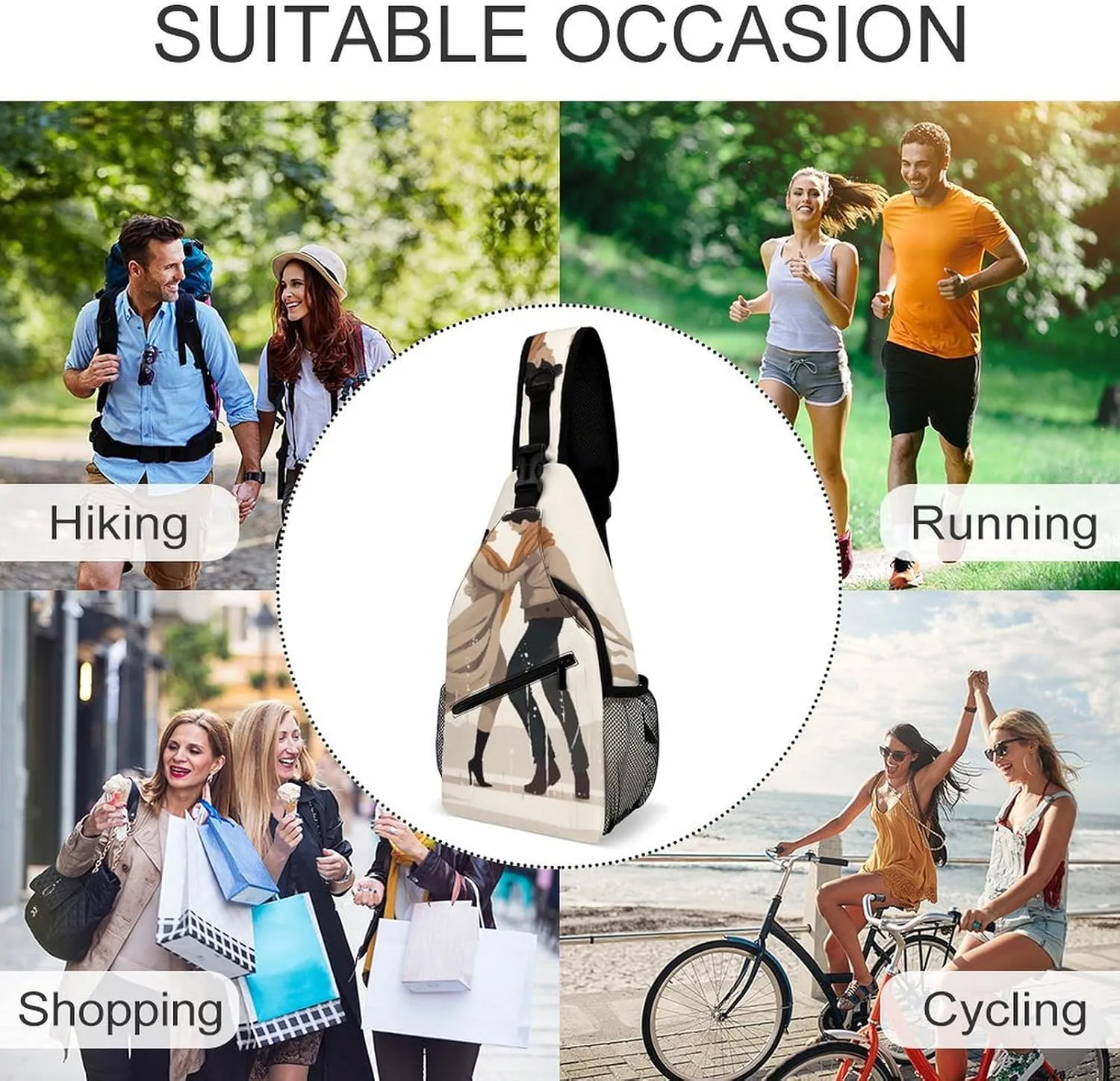 Cute Cartoon Rabbit Crossbody Small Sling Backpack Sling Bag for Women Men Travel Hiking Chest Bag Daypack