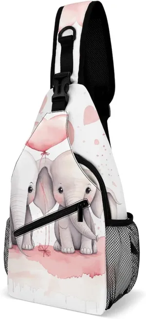 Cute Cartoon Rabbit Crossbody Small Sling Backpack Sling Bag for Women Men Travel Hiking Chest Bag Daypack