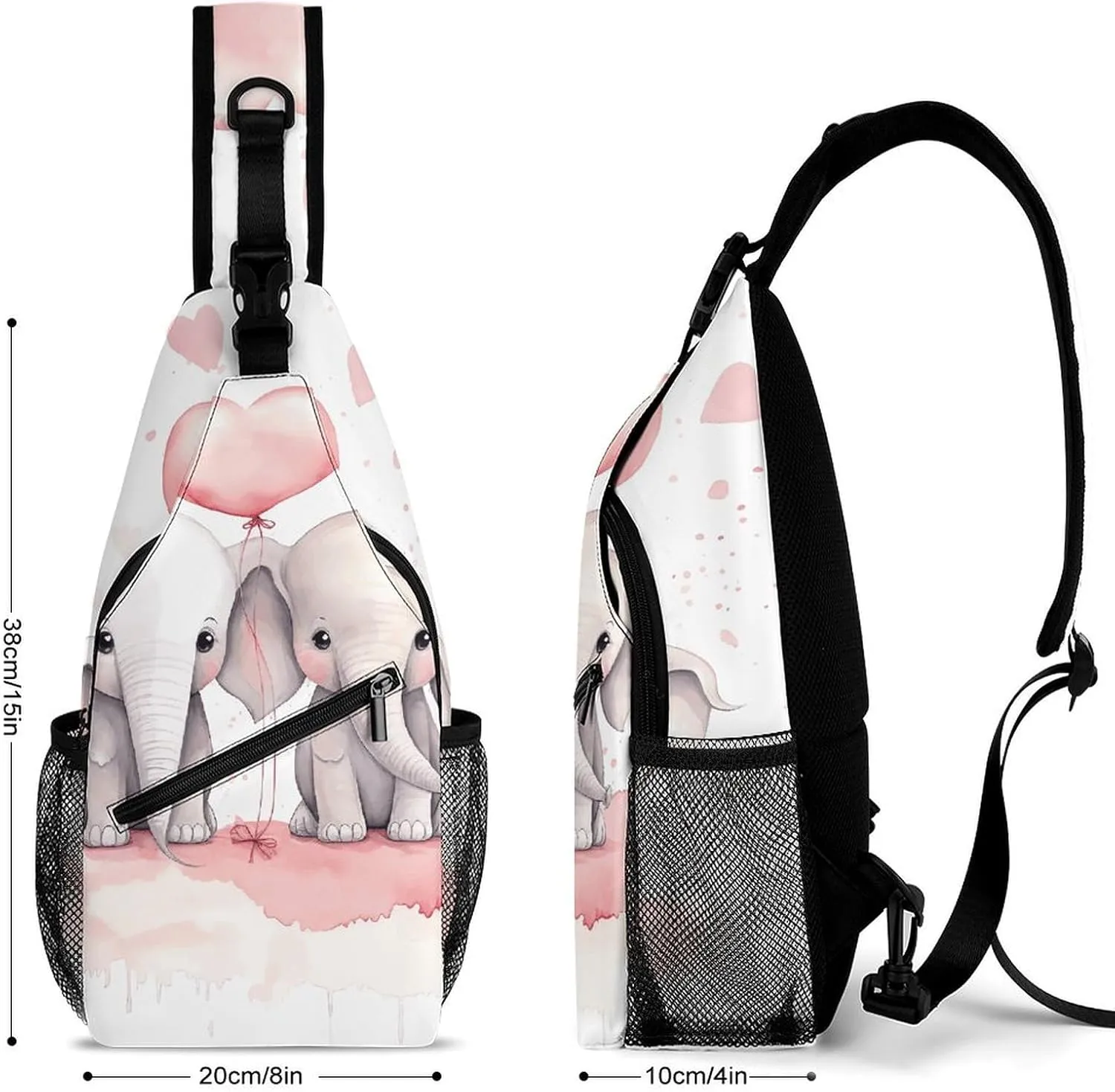 Cute Cartoon Rabbit Crossbody Small Sling Backpack Sling Bag for Women Men Travel Hiking Chest Bag Daypack