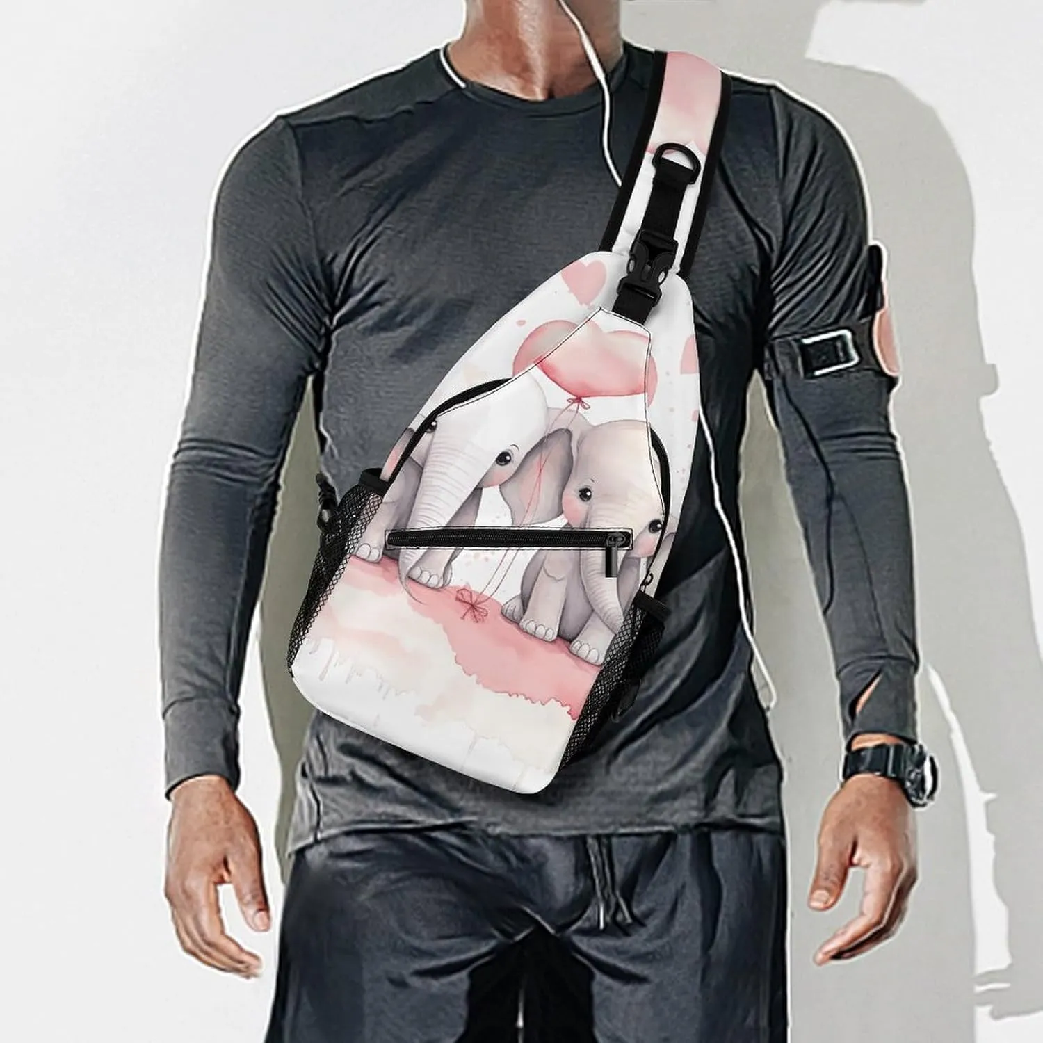 Cute Cartoon Rabbit Crossbody Small Sling Backpack Sling Bag for Women Men Travel Hiking Chest Bag Daypack