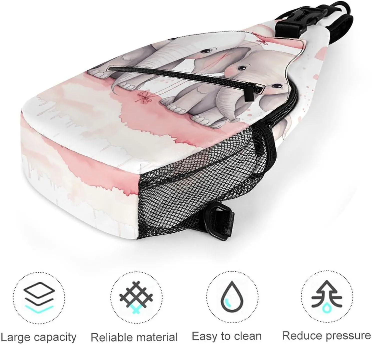 Cute Cartoon Rabbit Crossbody Small Sling Backpack Sling Bag for Women Men Travel Hiking Chest Bag Daypack