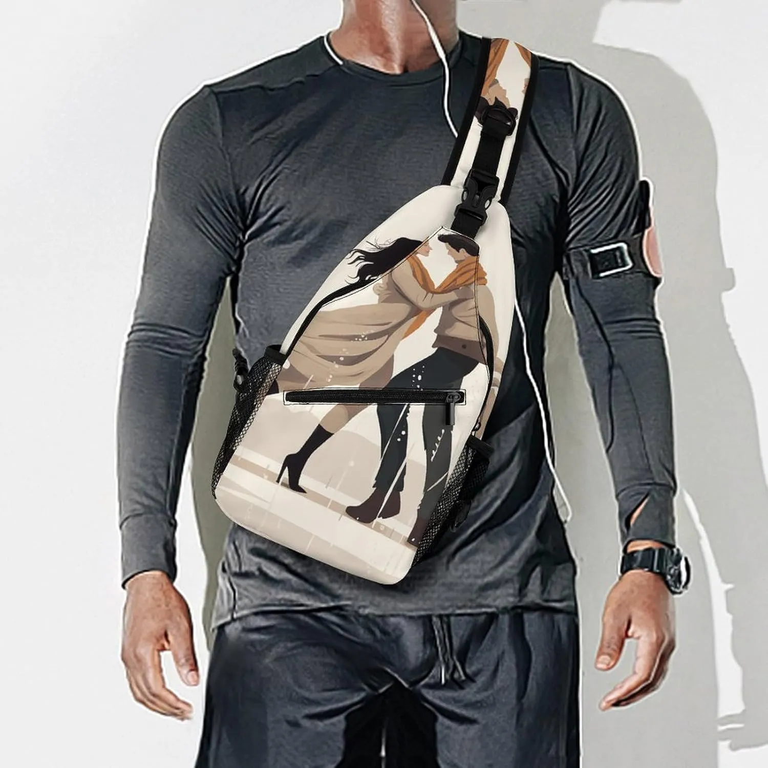 Cute Cartoon Rabbit Crossbody Small Sling Backpack Sling Bag for Women Men Travel Hiking Chest Bag Daypack