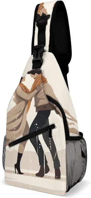 Cute Cartoon Rabbit Crossbody Small Sling Backpack Sling Bag for Women Men Travel Hiking Chest Bag Daypack