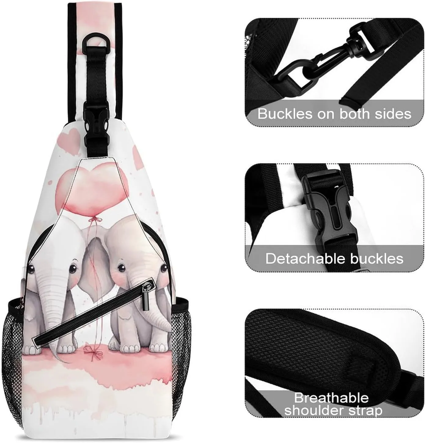 Cute Cartoon Rabbit Crossbody Small Sling Backpack Sling Bag for Women Men Travel Hiking Chest Bag Daypack