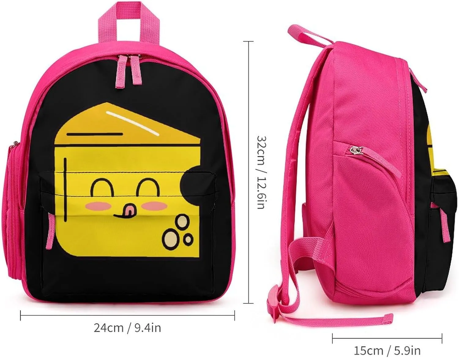 Cute Cheese Face Simple Backpack Lightweight Cute Printing Shoulder Bag Family Travel Pink-style