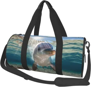 Cute Dolphin Duffel Bag Foldable Gym Bag For Men Women, Lightweight With Inner Pocket For Travel Sports