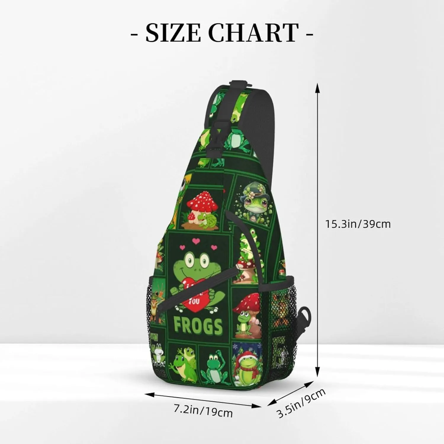 Cute Frog Sling Bag - Animal Print Crossbody Shoulder Bag, Casual Sling Backpack for Women, Men, Travel, Hiking, Cycling
