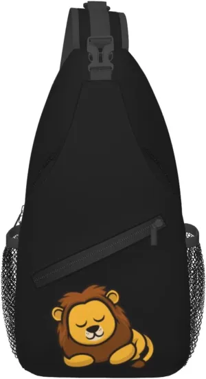 Cute Lion Crossbody Bags For Women Men Chest Backpack Gym Shoulder Bag Travel Outdoor Sports Casual Crossbody Bags
