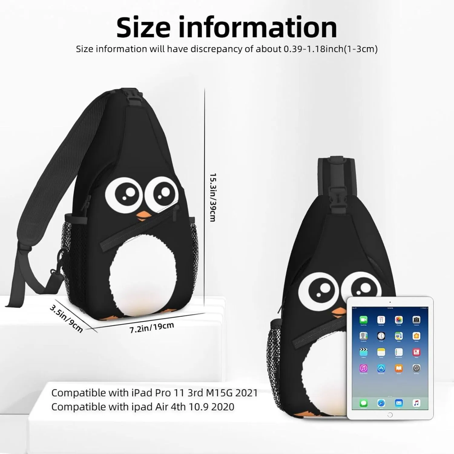 Cute Penguin Sling Bag for Women Crossbody Shoulder Bag Casual Daypack Backpacks Men Chest Bag Gym Cycling Travel Hiking