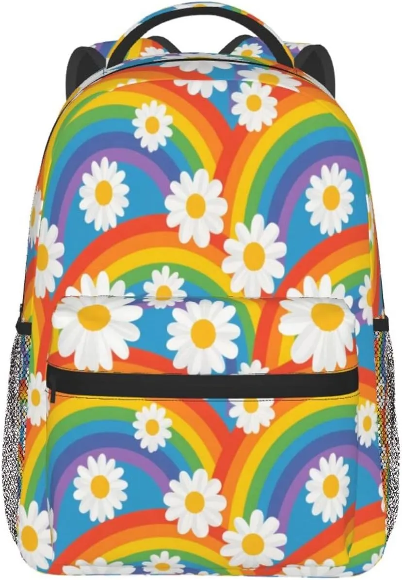 Daisy and Rainbow Adult Backpacks 15 Inch Laptop Backpack Travel Bag for Men Women Gifts
