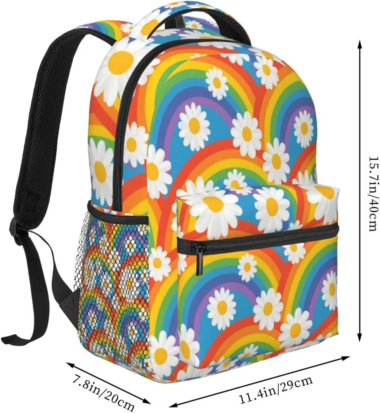 Daisy and Rainbow Adult Backpacks 15 Inch Laptop Backpack Travel Bag for Men Women Gifts