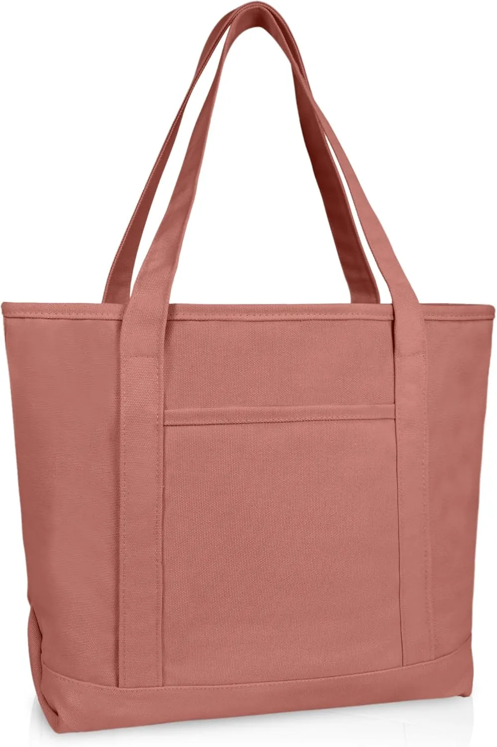 DALIX 20" Solid Color Cotton Canvas Shopping Tote Bag in Dusty Rose