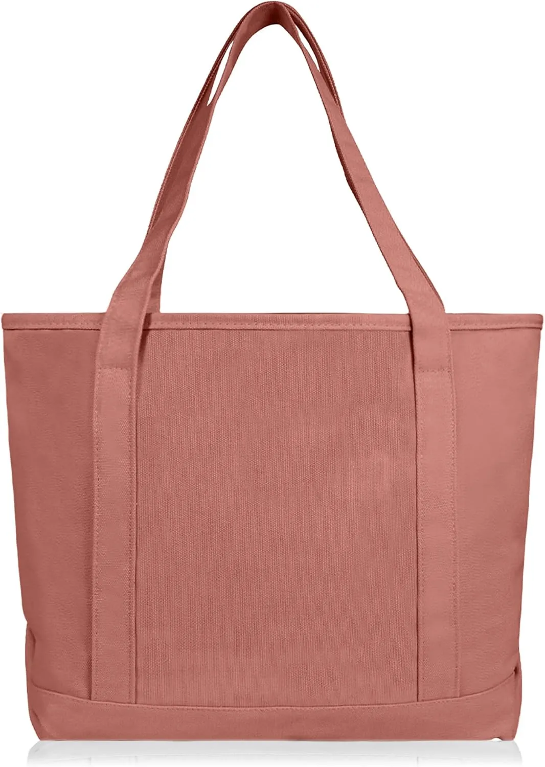 DALIX 20" Solid Color Cotton Canvas Shopping Tote Bag in Dusty Rose