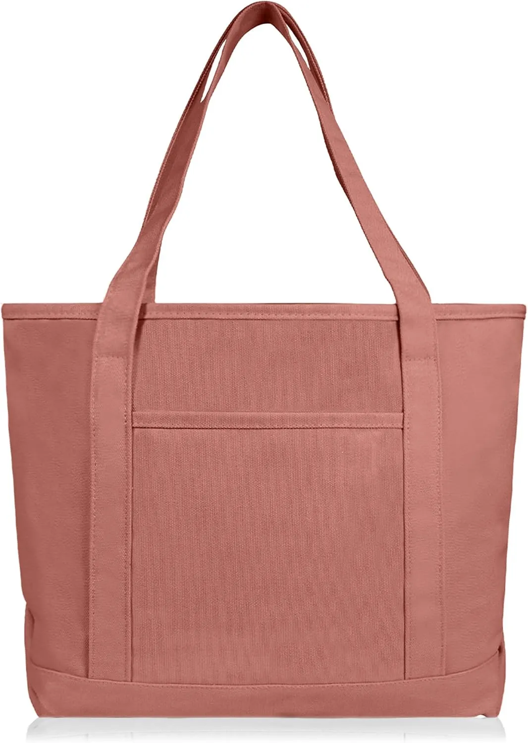 DALIX 20" Solid Color Cotton Canvas Shopping Tote Bag in Dusty Rose