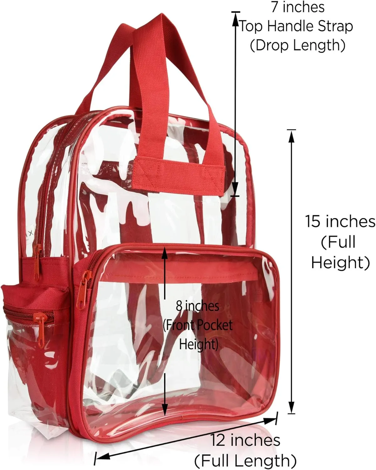 DALIX Wholesale Clear Backpacks Small Book Bags 50 Pcs in Red