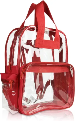 DALIX Wholesale Clear Backpacks Small Book Bags 50 Pcs in Red