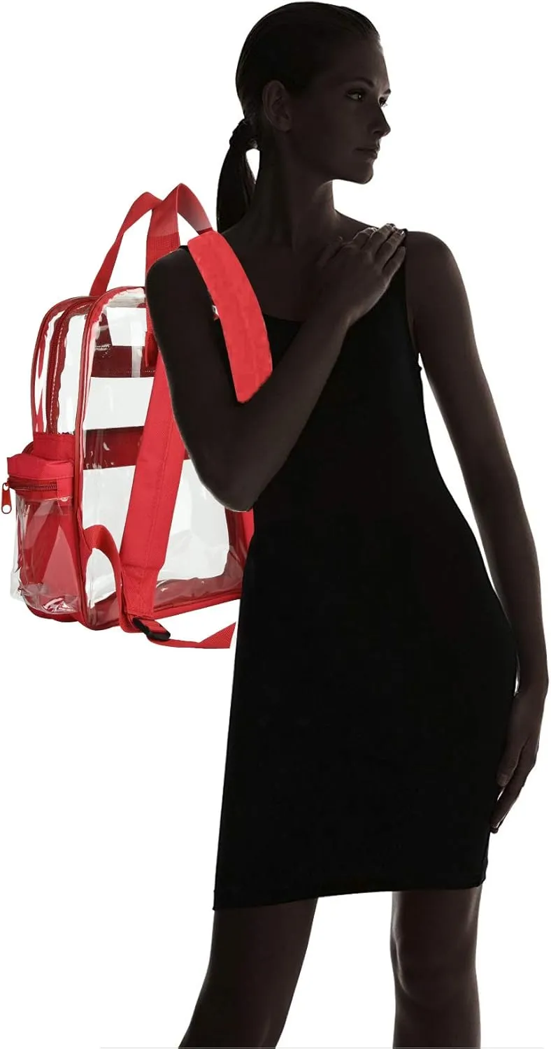 DALIX Wholesale Clear Backpacks Small Book Bags 50 Pcs in Red