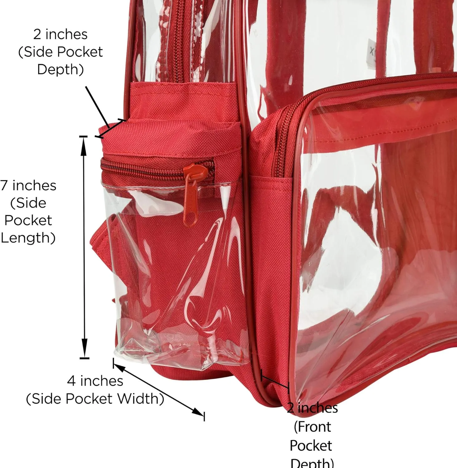 DALIX Wholesale Clear Backpacks Small Book Bags 50 Pcs in Red