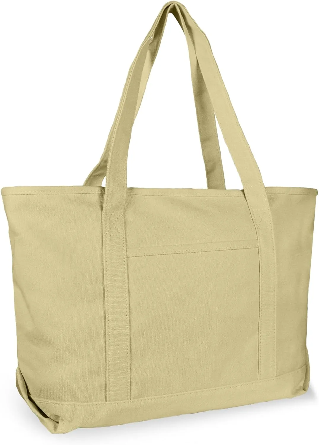 DALIX Womens 23" Deluxe 24 oz. Cotton Canvas Tote Bag Zippered in Beige