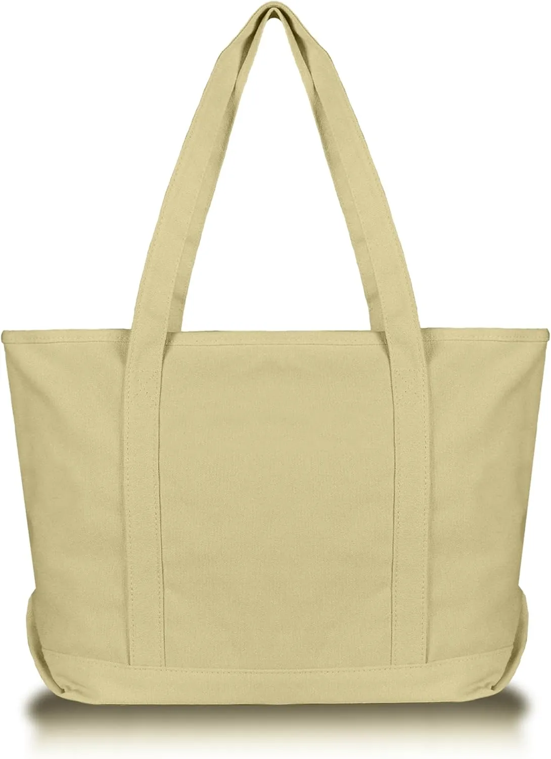 DALIX Womens 23" Deluxe 24 oz. Cotton Canvas Tote Bag Zippered in Beige