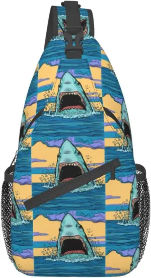 Dangerous Aggressive Shark Chest Sling Bag Crossbody Shoulder Backpack Bag Gym Cycling Travel Hiking Daypack Cross bag