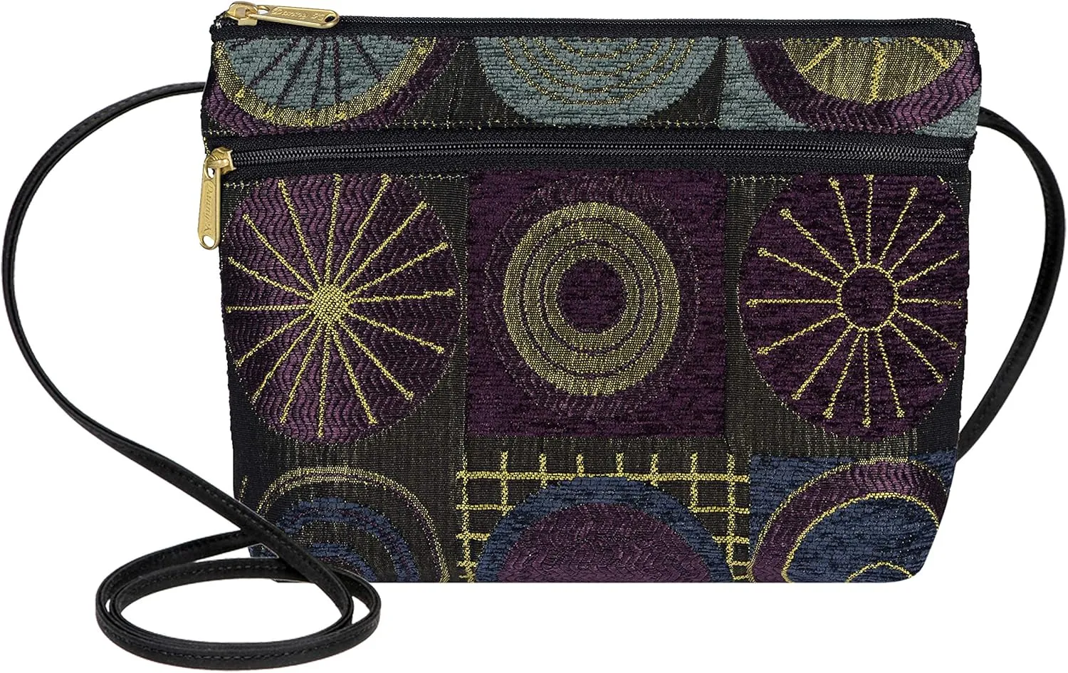 Danny K. Women's Tapestry Zipper Purse Crossbody Handbag, Adjustable Cord, Handmade in USA