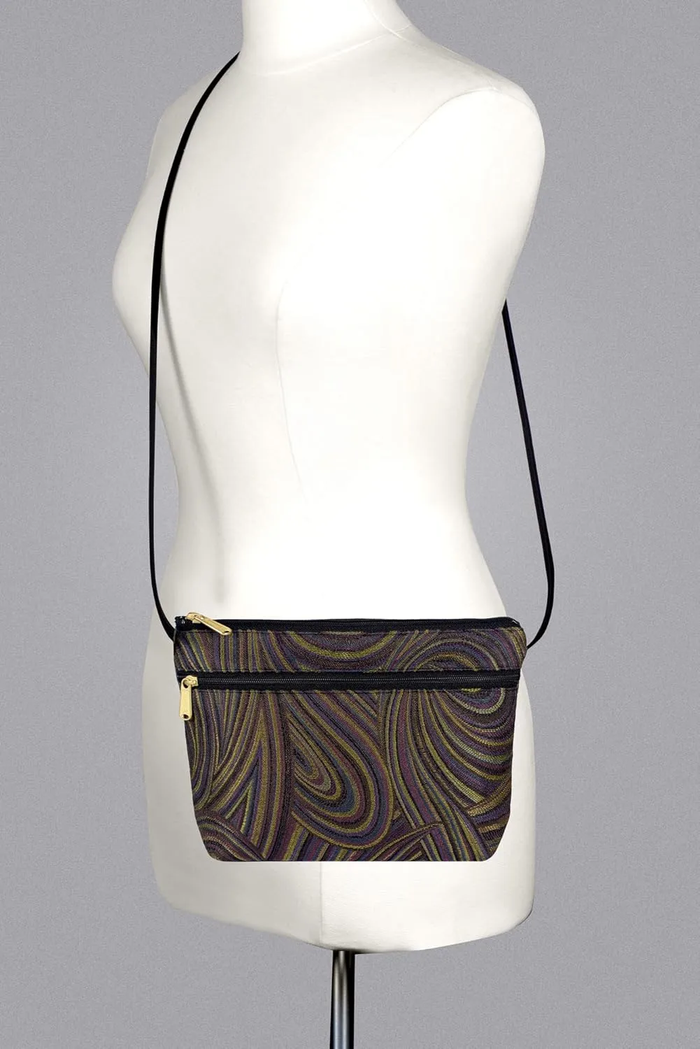 Danny K. Women's Tapestry Zipper Purse Crossbody Handbag, Adjustable Cord, Handmade in USA