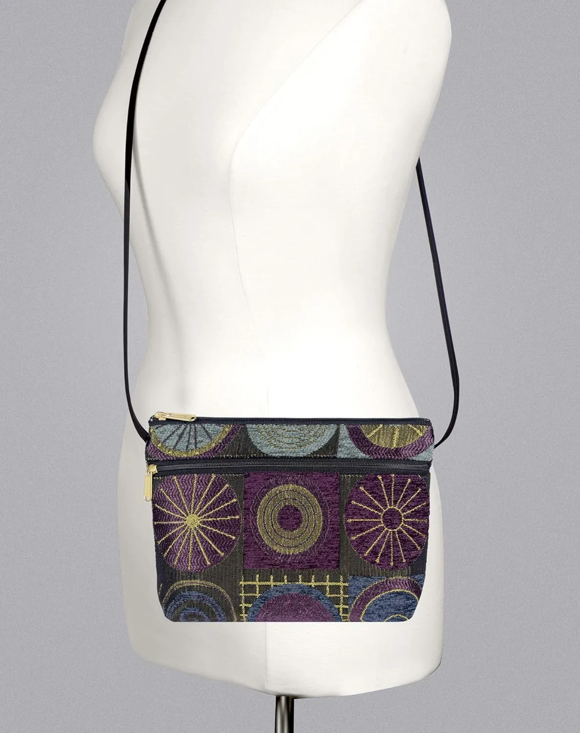 Danny K. Women's Tapestry Zipper Purse Crossbody Handbag, Adjustable Cord, Handmade in USA