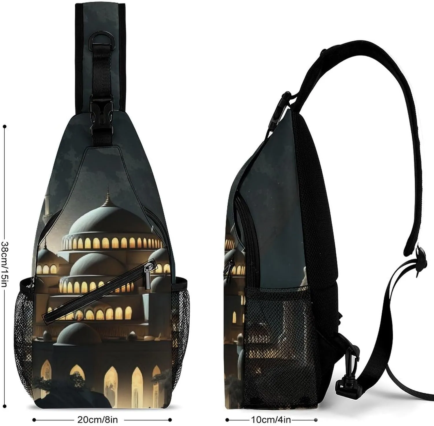 Dark-blue-full-moon Crossbody Sling Backpack, Shoulder Bag Chest Bag for Travel Sport Running, 38x20cm, Style-2