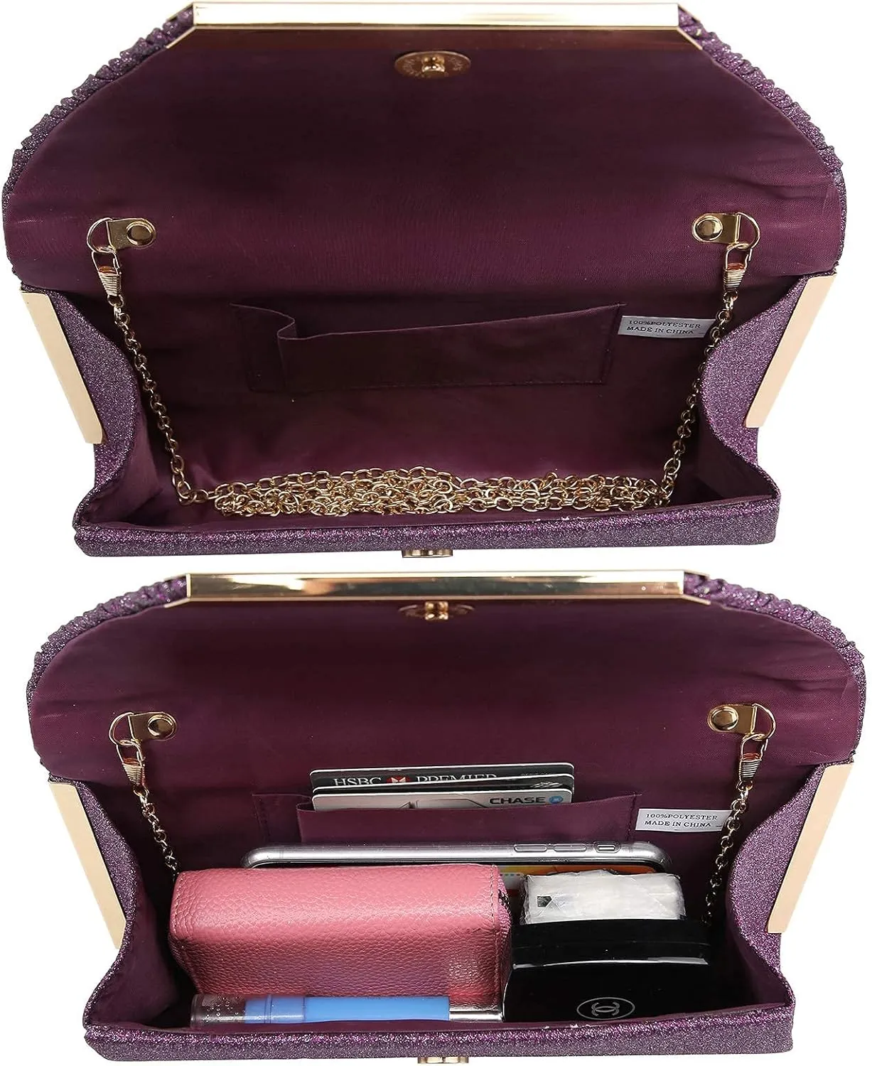 Dasein Women Evening Bags Wedding Purses Handbags Party Clutches Cocktail Prom Formal Clutch with Glitter Rhinestones