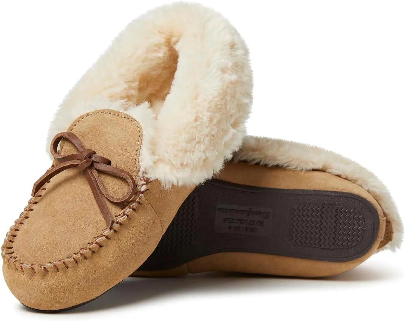 Dearfoams Women's Genuine Suede Foldover Bootie Slipper with Tie