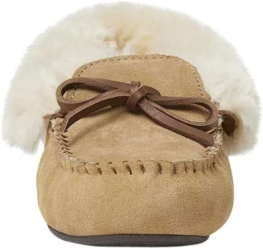 Dearfoams Women's Genuine Suede Foldover Bootie Slipper with Tie