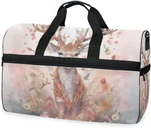 Deer Elk 1 Travel Duffel Bag Luggage Sports Gym Bags With Shoes Compartment Large Capacity Lightweight Duffle Bag For Men Women