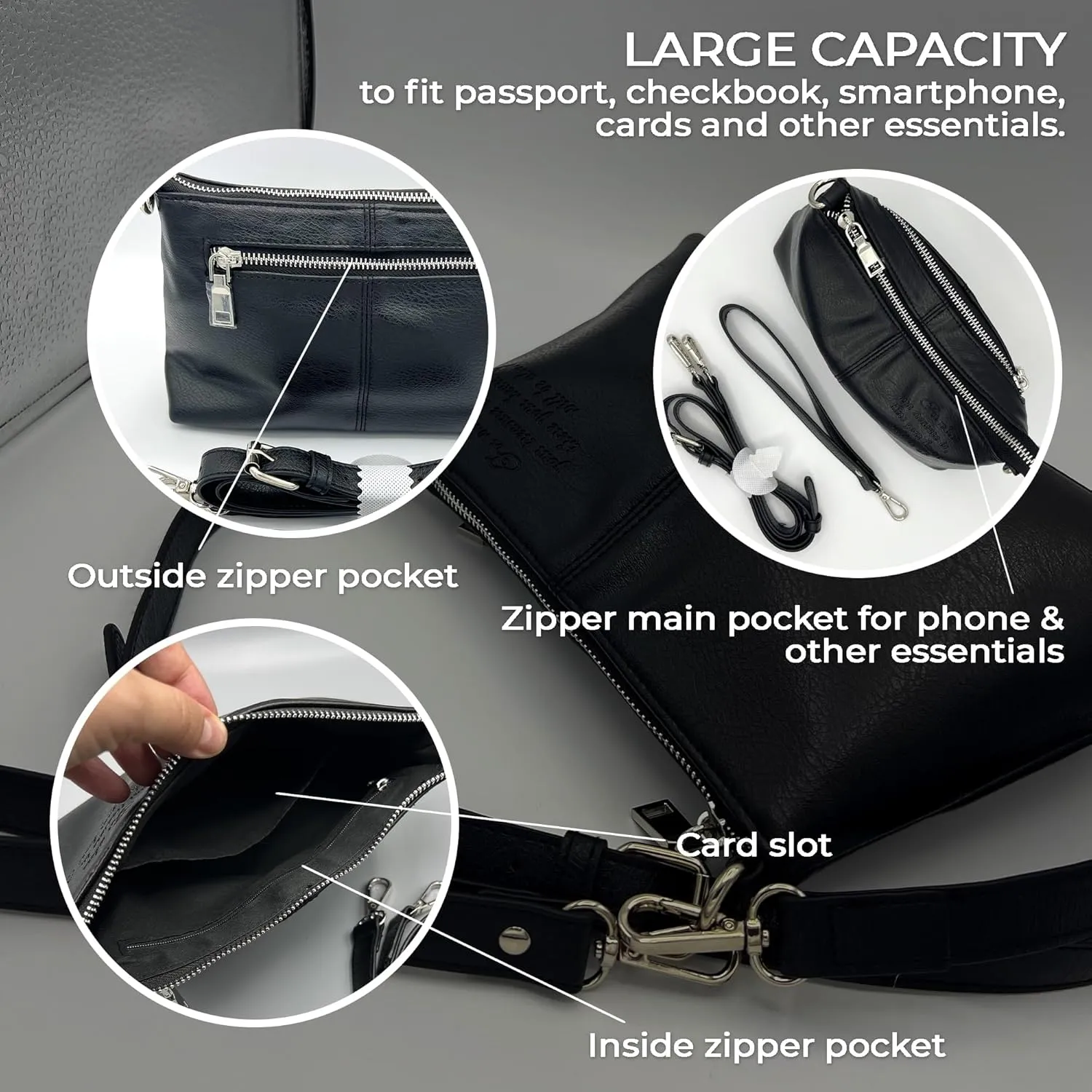 DEHITE Wristlet Wallets & Clutches For Women Card Holder - Zip Around Leather Wallet - Faux Leather Purse For Ladies