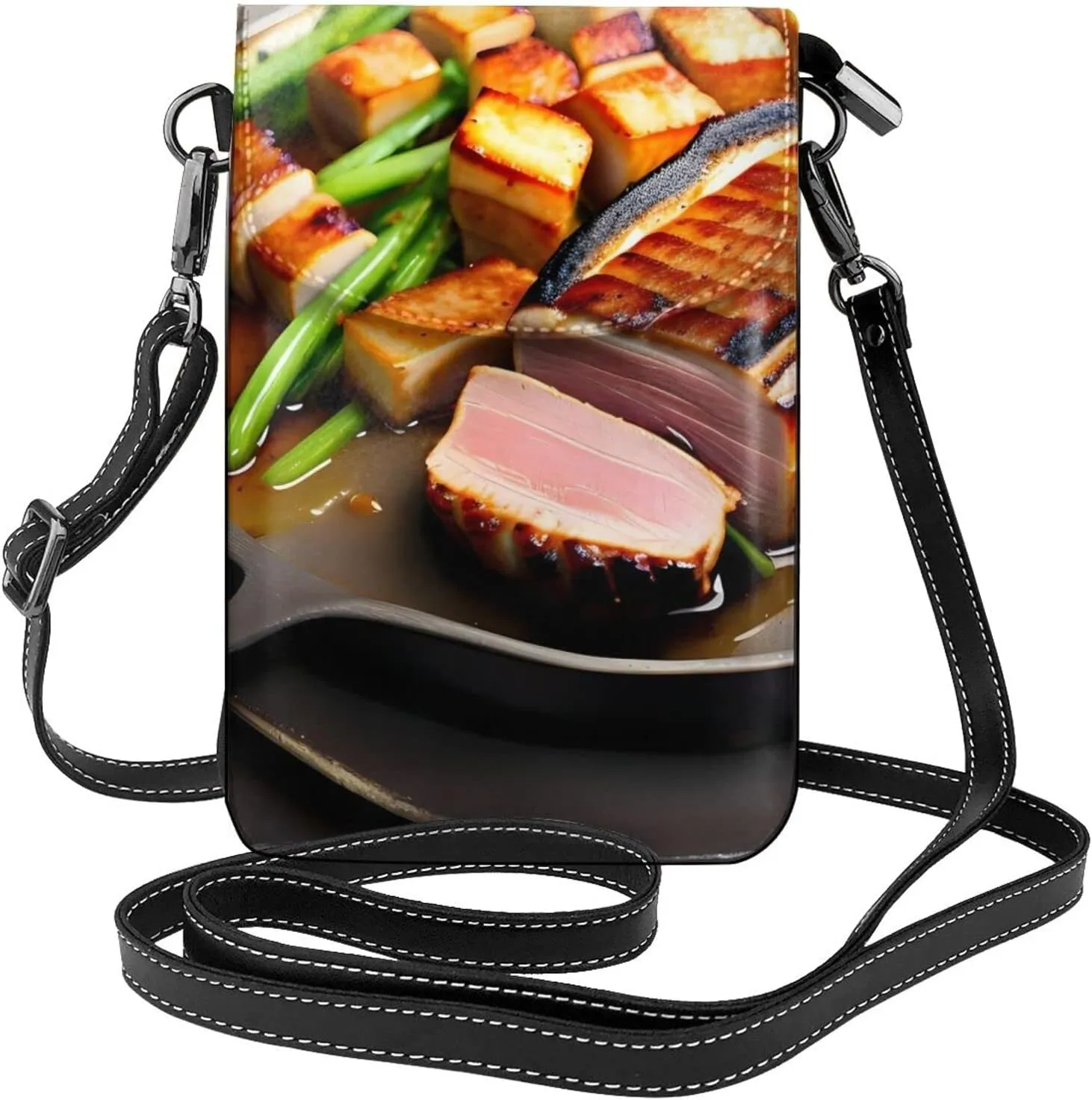 Delicious Grilled Meat Women'S Crossbody Bag, Zipper Phone Wallet, Cute Purse, Shoulder Bag, Detachable Shoulder Strap