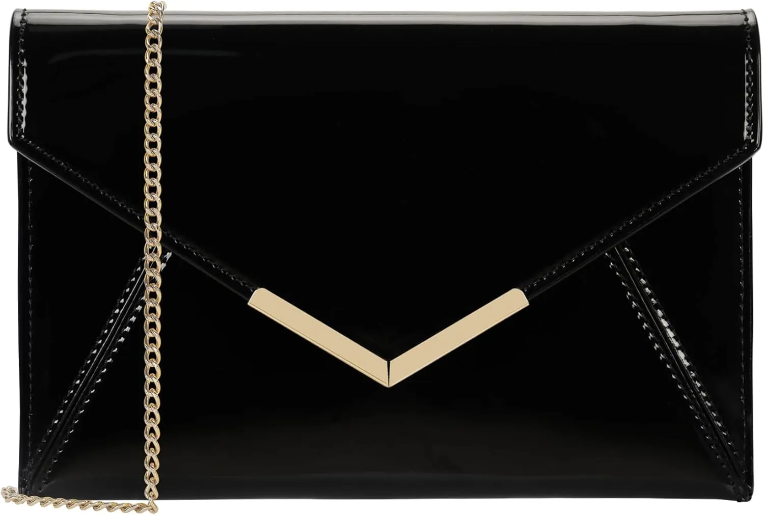 Dexmay Women Envelope Clutch Handbag Patent Leather Pouch Foldover Dress Purse