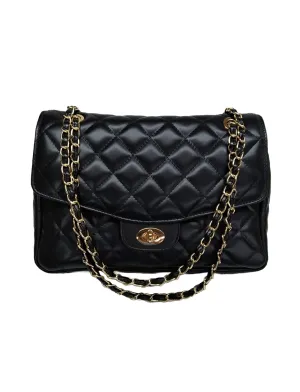 DIAMONDS ARE ETERNAL Alternative Max Genuine Leather Shoulder Bag, Leather Lining Double Flap Bag, Convertible Elegant Women Crossbody Bag (Bronze)