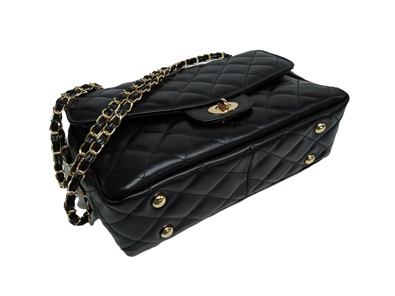 DIAMONDS ARE ETERNAL Alternative Max Genuine Leather Shoulder Bag, Leather Lining Double Flap Bag, Convertible Elegant Women Crossbody Bag (Silver)