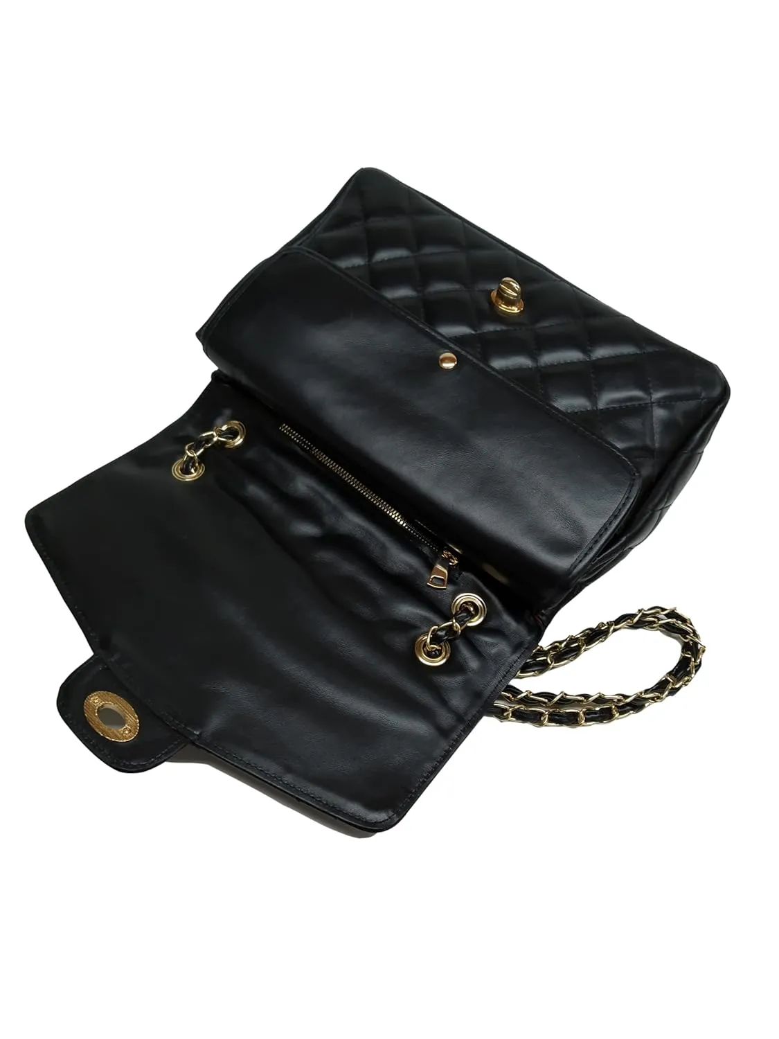 DIAMONDS ARE ETERNAL Alternative Max Genuine Leather Shoulder Bag, Leather Lining Double Flap Bag, Convertible Elegant Women Crossbody Bag (Silver)