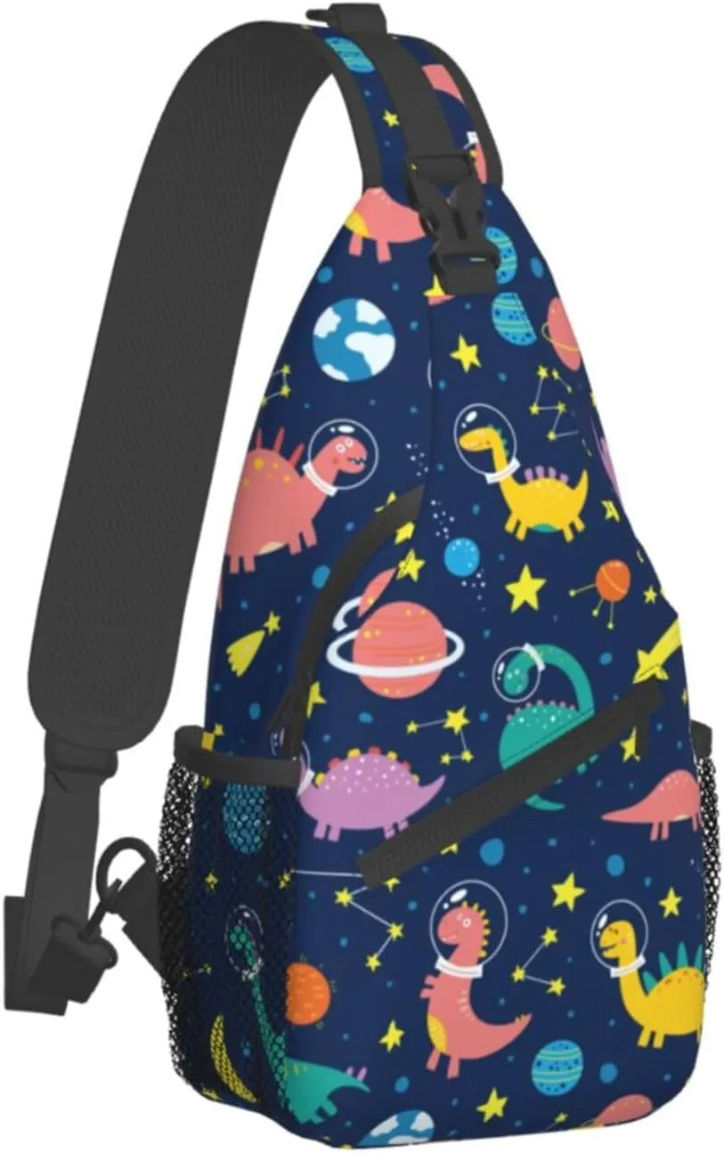 Dinosaur Sling Bag Dino Crossbody Backpack for Women Men Hiking Travel Shoulder Bag Pouch Small Daypack Casual One Strap Pack Chest Bag Purse Outdoor Cycling