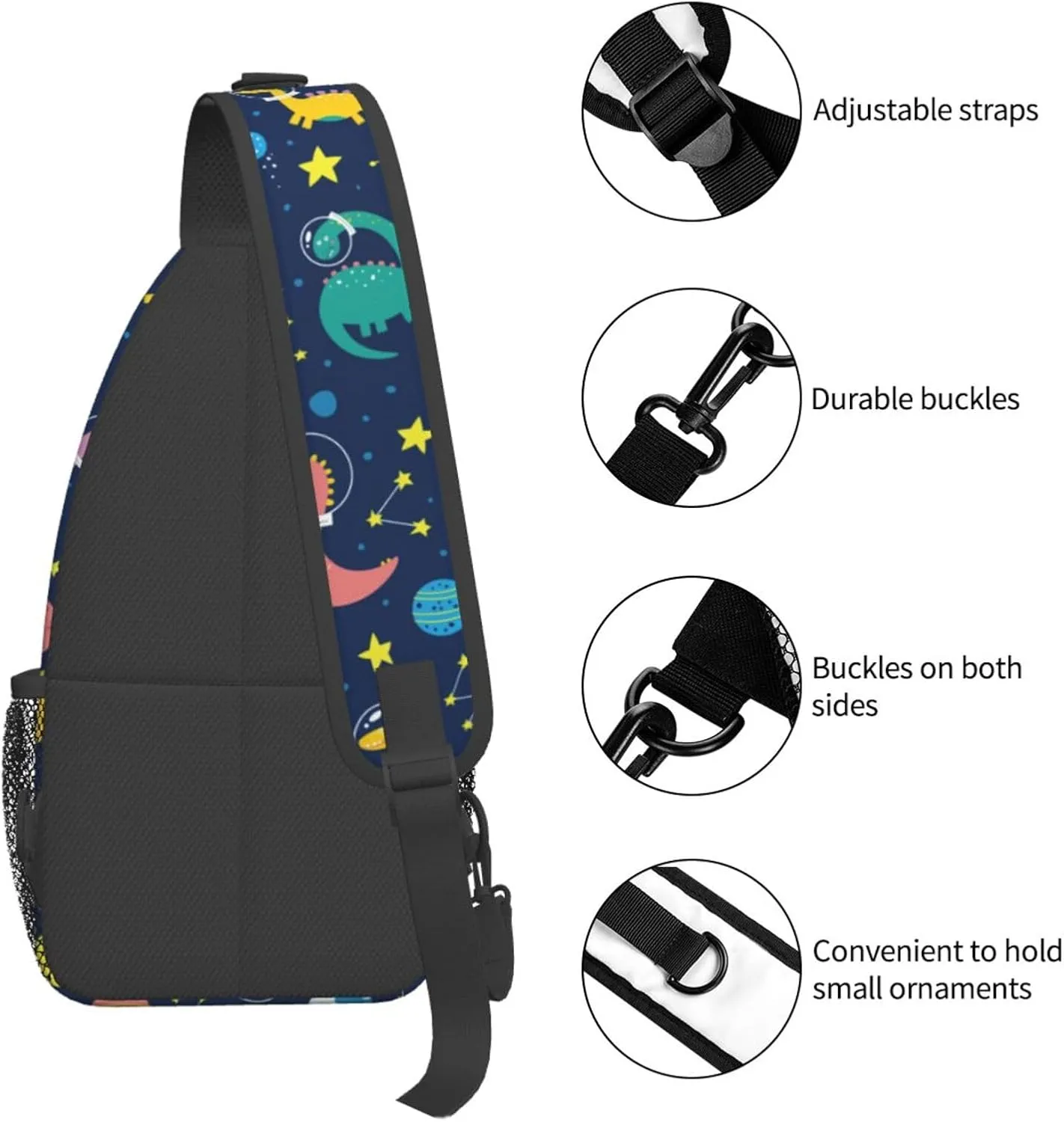 Dinosaur Sling Bag Dino Crossbody Backpack for Women Men Hiking Travel Shoulder Bag Pouch Small Daypack Casual One Strap Pack Chest Bag Purse Outdoor Cycling