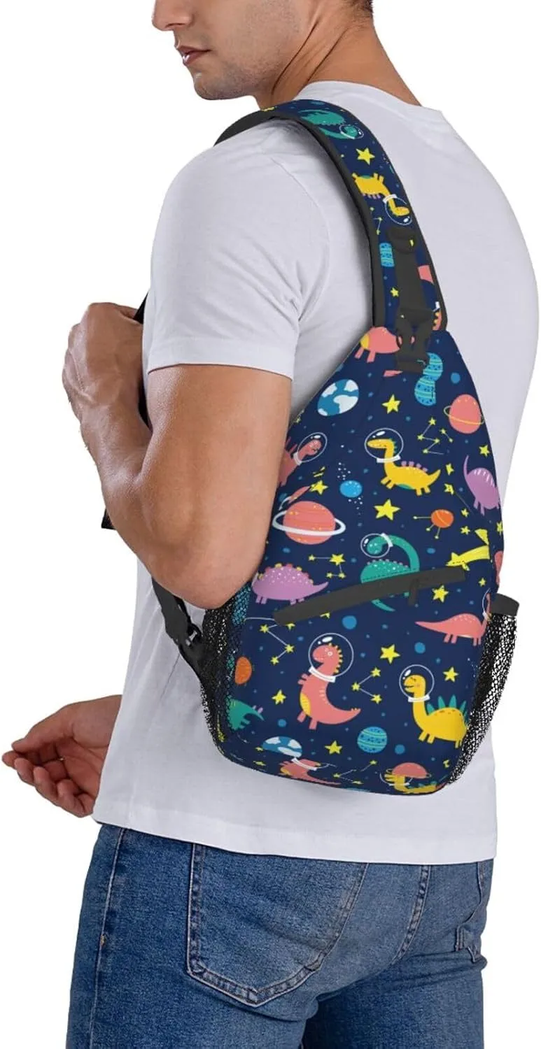 Dinosaur Sling Bag Dino Crossbody Backpack for Women Men Hiking Travel Shoulder Bag Pouch Small Daypack Casual One Strap Pack Chest Bag Purse Outdoor Cycling